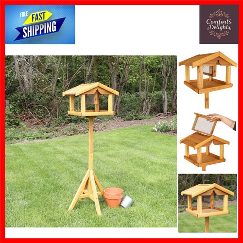 Stylish wooden bird table - bird,