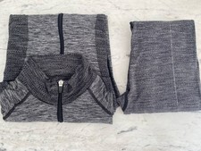 Manuka Yoga Pilates Gym Stretch Leggings And Jacket Set Herringbone S/M