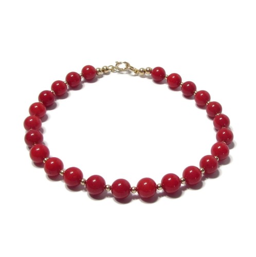 Solid 9ct gold red coral - solid,