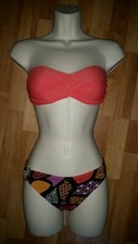 Gorgeous red Multi-Coloured MATALAN bandeau bikini top bottom set size 10