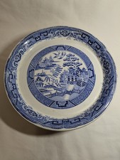Antique  Footed Cake/ Cheese Stand Blue Willow Pattern Joseph Thomas Hudden ?