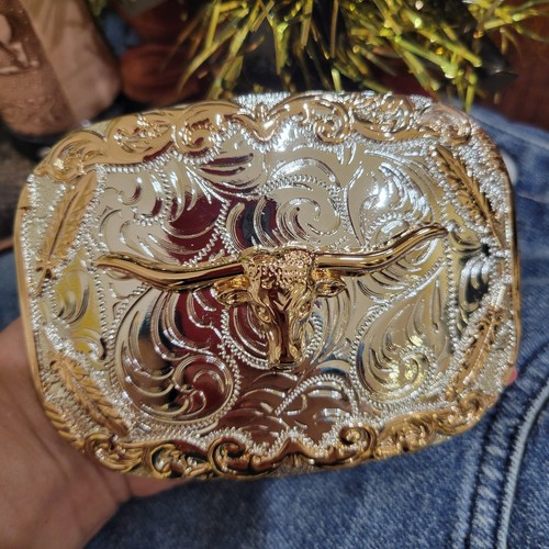 Longhorn cowboy belt buckle - longhorn,