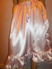  BABY PINK SATIN PETTICOAT 35" FRILLY HEM LACE TRIM  LONG 30-46 WAIST SATIN BOWS