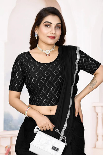 Black stretch sequin - stretch, saree