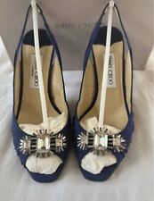 Jimmy choo Crepe De Chine Swarovski Peep Toe Shoes, Size 4.5/37.5