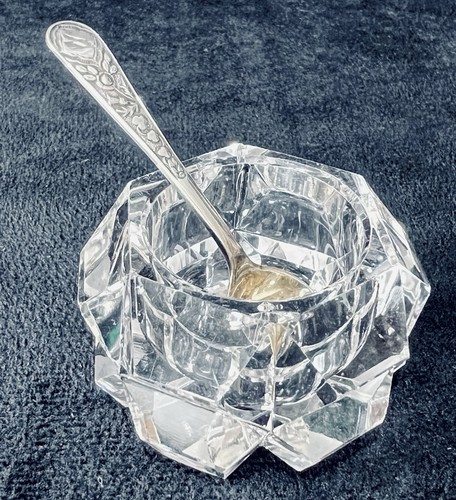 Cut glass antique open salt - glass,