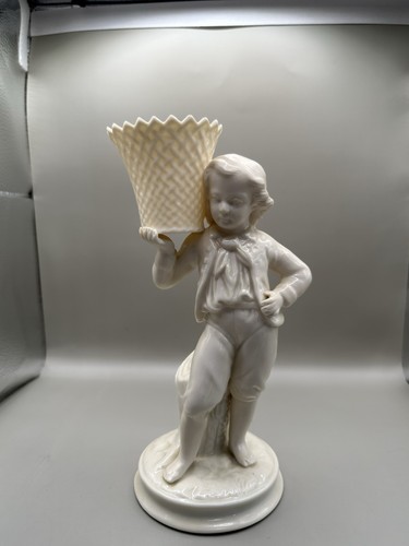 Vintage belleek boy - boy, basket