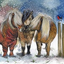 Alex Clark ~ Christmas Ponies ~ Single Christmas Card ~SINGLE CARD app 14cm