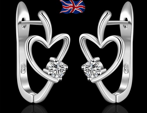 925 sterling silver heart hoop - sterling,