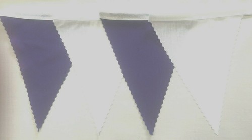 Purple white bunting wedding - bunting,