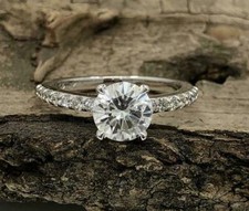 Solid Sterling Silver Round Cut CZ Solitaire Engagement Wedding Ring Sizes 5-12