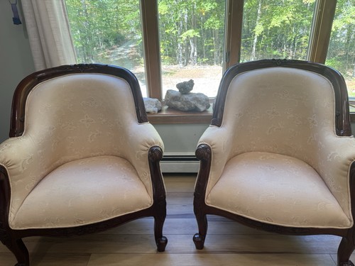Pair french carved walnut - pair,