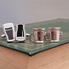 Guinness Glass and Toby Jug Silver Metal Cufflinks set LL-287
