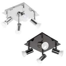 Adjustable 4 Way Ceiling Spotlight Fitting Chrome / Black LED GU10 Kitchen Light