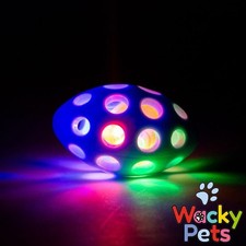 FLASHING RUGBY BALL DOG TOY