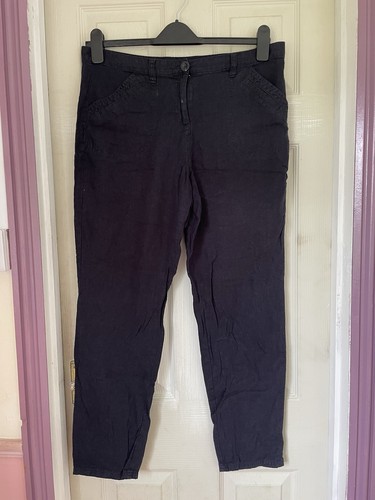 Women navy linen trousers - women’s,