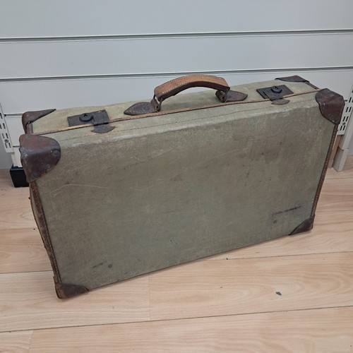 Vintage canvas suitcase - canvas, trunk