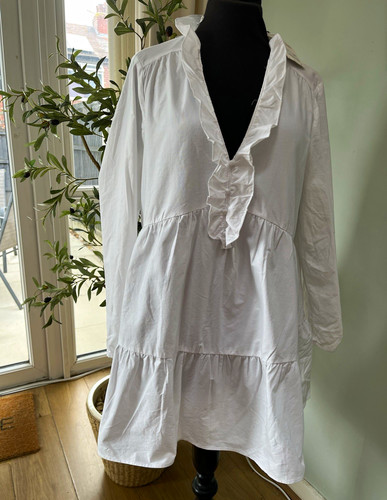 Zara white ruffle collared - white,