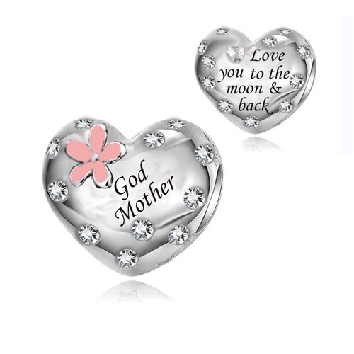 Godmother pink flower charm - pink,