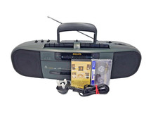 Philips AW7050 Boombox Dual Deck Cassette Tape Player Recorder Dubbing Radio VG