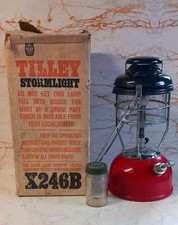 Vintage Tilley Lamp X246B Red Stormlight Paraffin Lantern Original In Box.