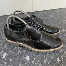 Clarks Women’s black Patent Shiny Chunky Smart Work Office Shoes UK 5 EU 38
