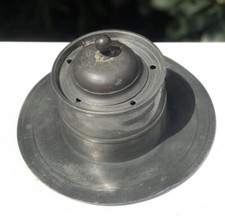 Antique Pewter Ship Boat Marine Nautical Capstan Quill Holding Ink Well Inkwell