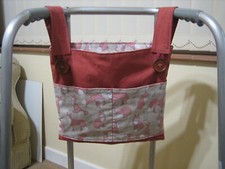 BAG FOR WALKING FRAME/ZIMMER FRAME 4 POCKET - BRICK/FOXES