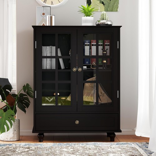 Wooden curio display - display, cabinet