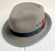 Mens 100% Wool Felt Pork Pie Hat Diamond Shape Crown 1920s Crushable Trilby