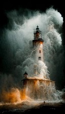 Canvas Art Lighthouse Sea Storm Weather Wall Picture Poster Print