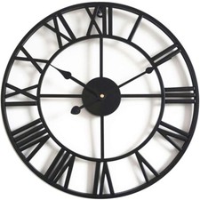 Taodyans Silent Wall Clock Vintage Roman Numerals 40cm Non Ticking Metal Skelet&