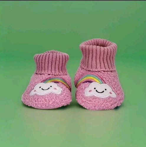 Pink fuzzy slippers with cloud - pink,