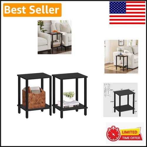 Compact black end tables set - compact, tables,
