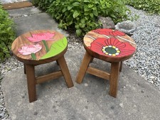 Solid Wood Childs Stools Pair Excellent Condition