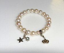 Sterling Silver 925 Bracelet Milano Jewellery Pearls Elastic Charms 38.66g