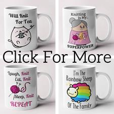 Knitting wool themed mugs - knitting,