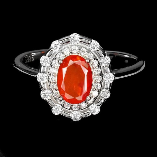 Silver ring fire opal - fire,