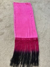 Stunning Fenn Wright Manson Cerise Pink Velvet Shawl Scarf Pink & Black Tassels