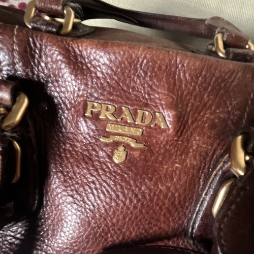 Prada brown leather shoulder - prada,