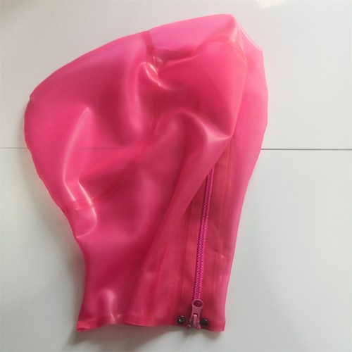 Transparent pink latex hood - pink,