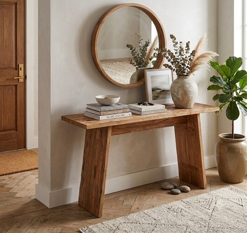 Chunky slab solid wood console - solid,