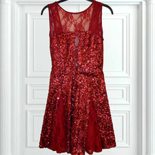 ASOS SIZE 6 RED SEQUIN LACE DRESS CHRISTMAS PARTY CLUB NIGHTOUT EVENING COCKTAIL
