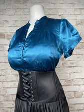 Shiny Slippery Satin Shirt Secretary Blouse Sissy Mistress Sz 14 42” Bust TV CD