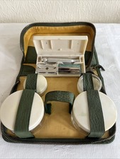 Vintage Gillette & Souplex Travel Shaving Kit – Safety Razor, Glass Jars, Green