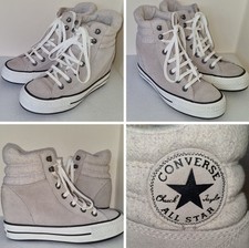 Converse All Star Ladies UK Size 5 Grey Suede Hidden Wedge Platforms 544848C