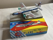 Tin Metal Friction Toy Passenger Plane MF-107 AIR PLANE 60/70s  Mint in Box