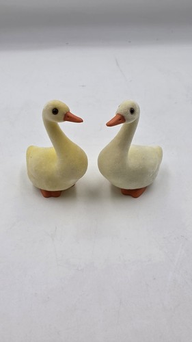Vintage flocked geese 7cm - vintage, geese,