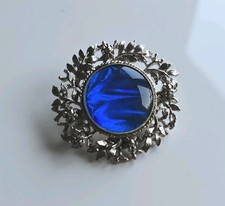 Vintage 1950s Blue Butterfly Wing Brooch. Round. Sustainable Jewellery.