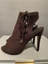 NEW TRUFFLE COLLECT BLACK SHOES BOOTIES HEELED PEEP TOE STILETTOS SIZE 7 TK MAXX